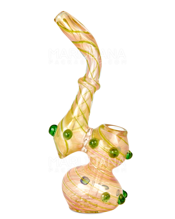 Spiral & Mixed Fumed Ringed Bubbler w/ Multi Knockers | 7in Tall - Glass - Rose Gold Image