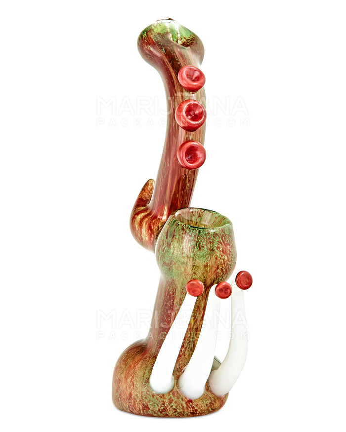 Heady | Donut Mouth Color Pull Kraken Bubbler w/ Triple Tentacles | 9in Tall - Glass - Red & Green Image