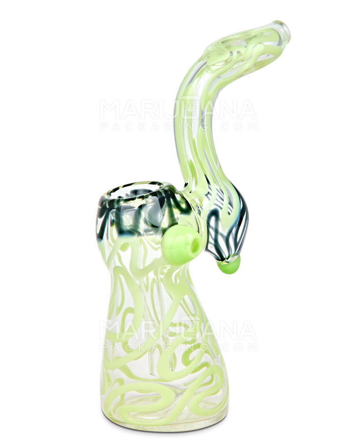 Donut Mouth Swirl Bubbler w/ Knocker | 6in Tall - Glass - Green Image