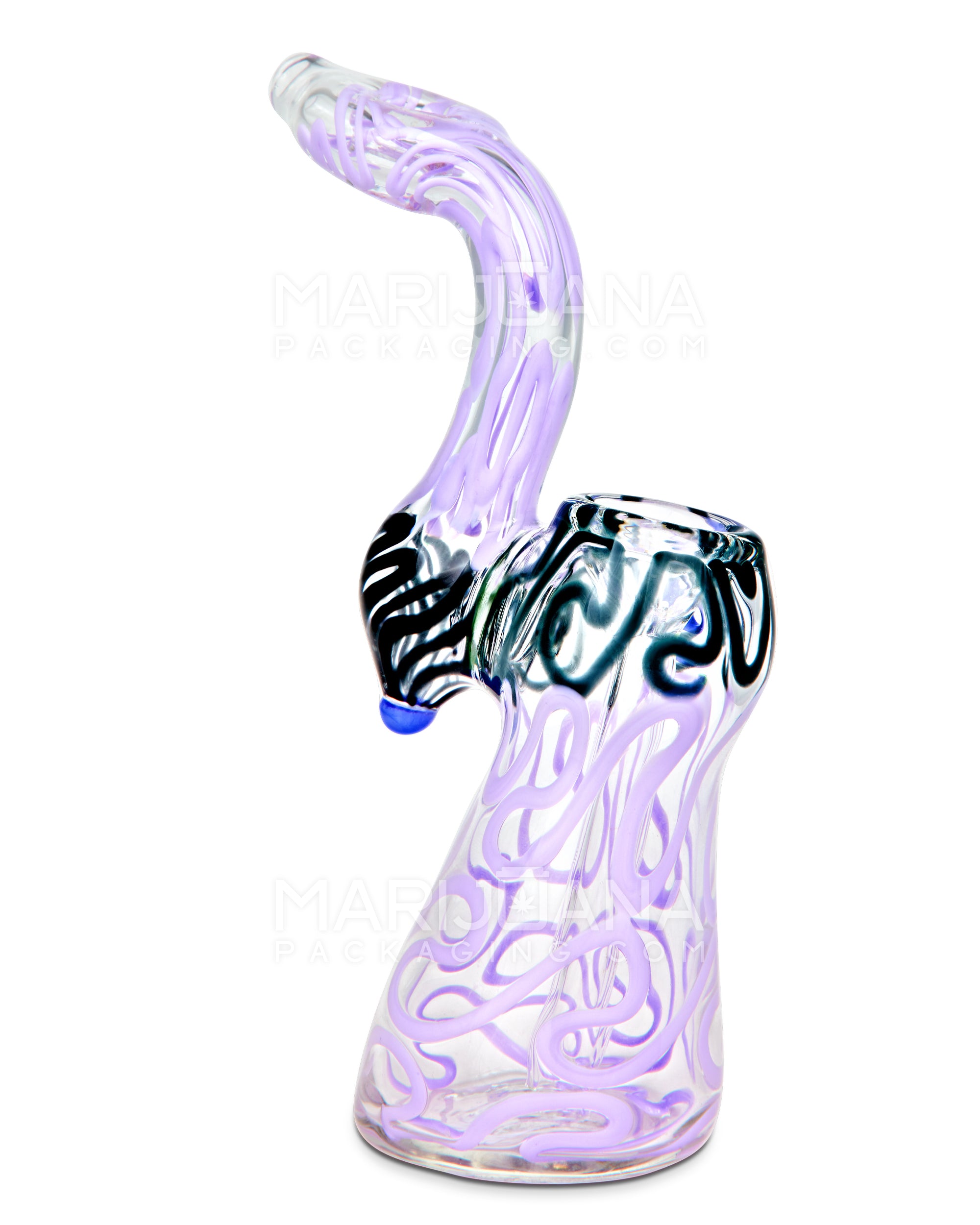 Donut Mouth Swirl Bubbler w/ Knocker | 6in Tall - Glass - Purple - 2