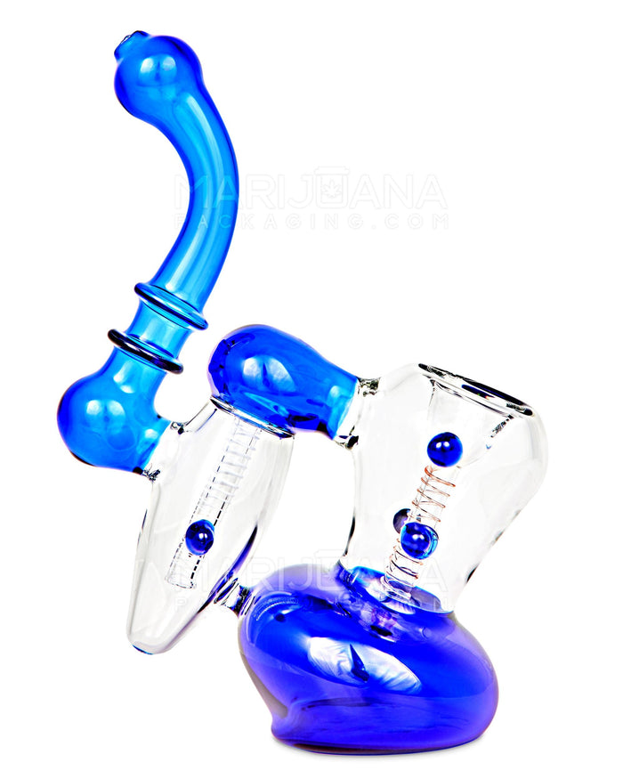 Ringed Double Chamber Bubbler w/ Multi Knockers | 7.5in Tall - Glass - Blue Image