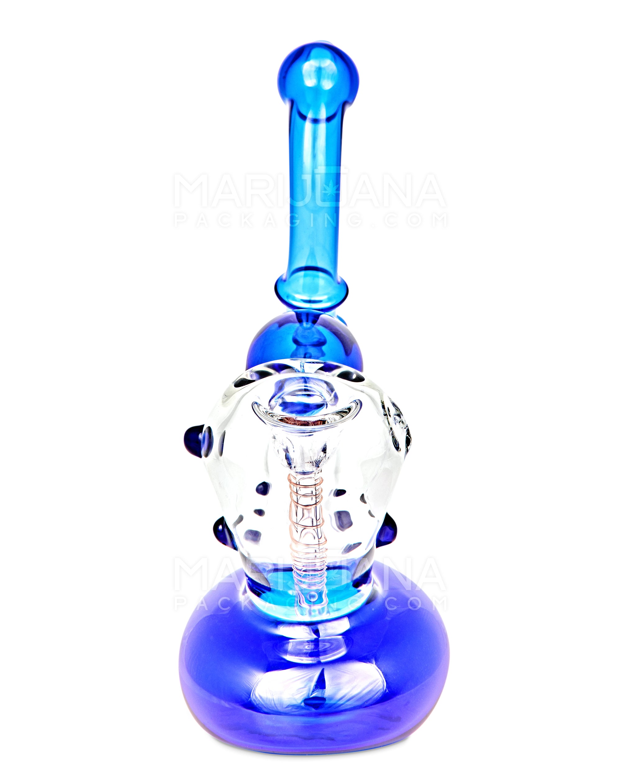 Ringed Double Chamber Bubbler w/ Multi Knockers | 7.5in Tall - Glass - Blue - 4