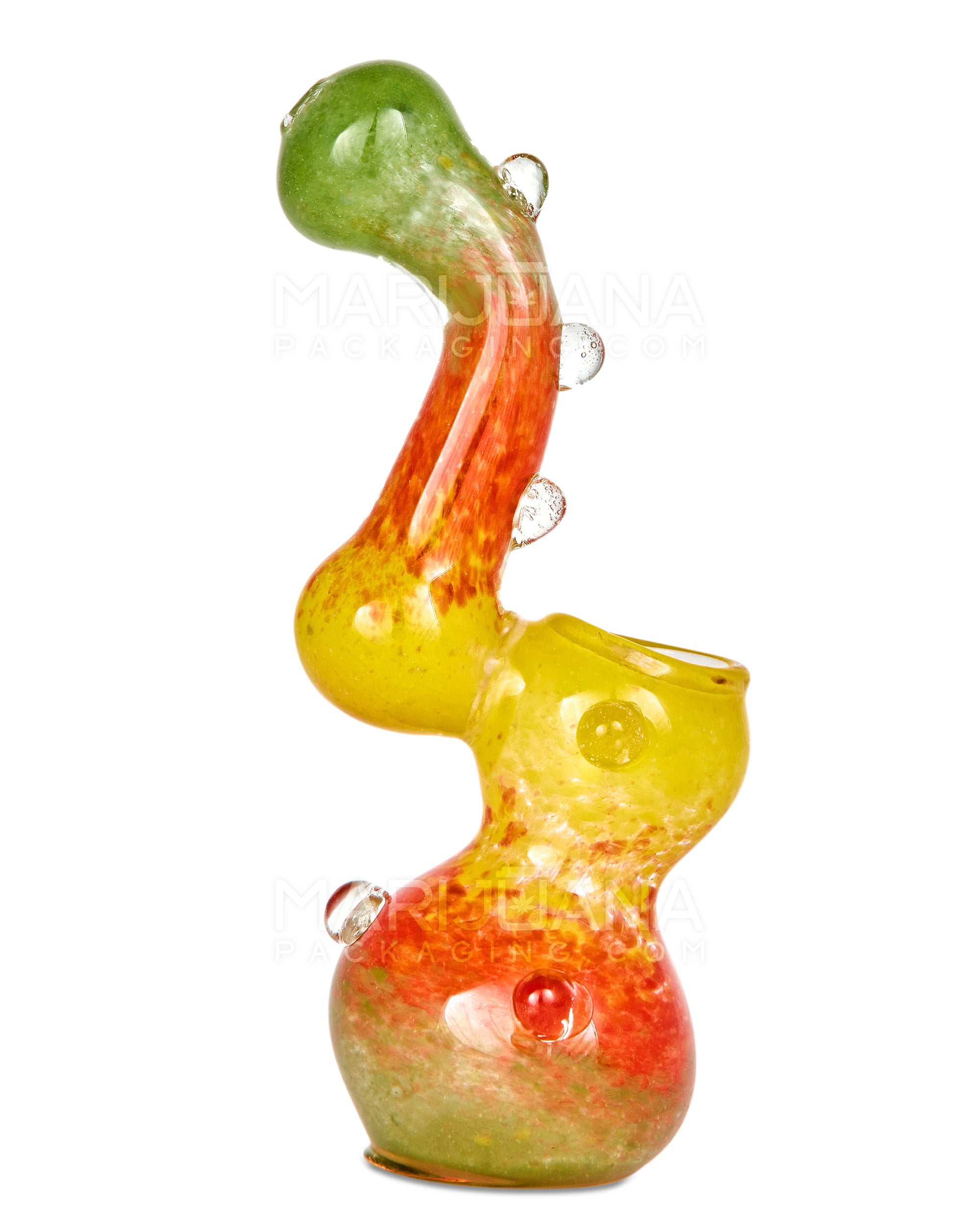 Frit Bubbler w/ Multi Knockers | 5in Tall - Glass - Rasta - 5