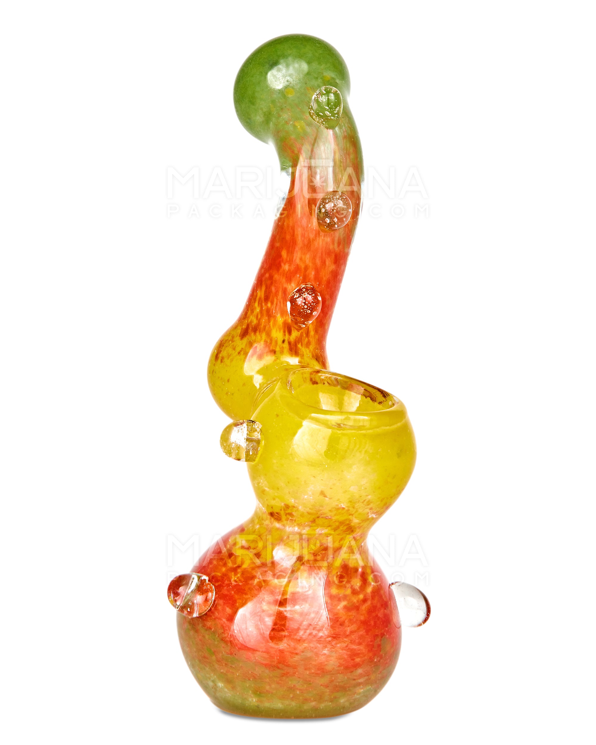 Frit Bubbler w/ Multi Knockers | 5in Tall - Glass - Rasta - 6