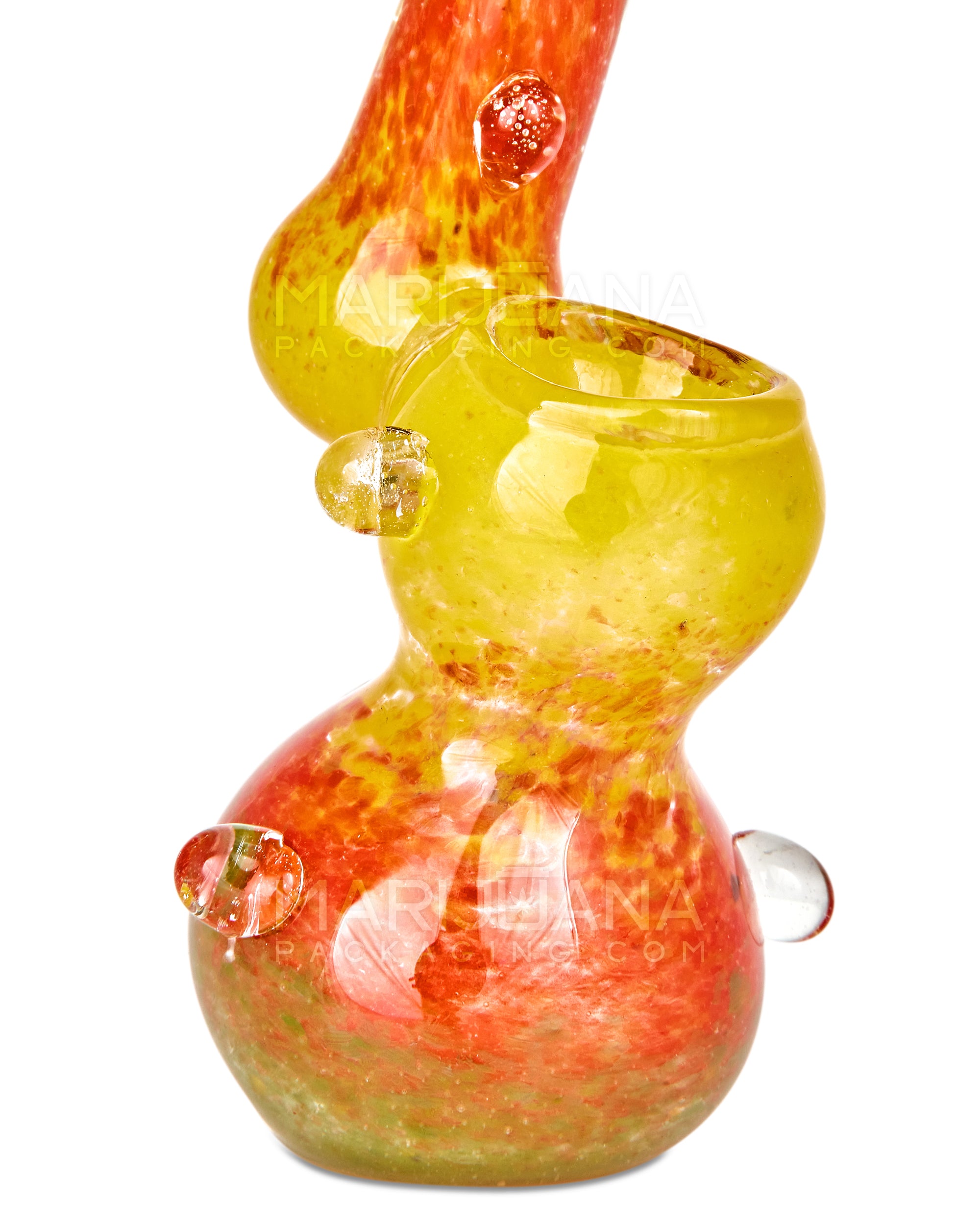 Frit Bubbler w/ Multi Knockers | 5in Tall - Glass - Rasta - 7