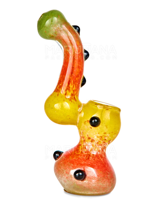 Frit Bubbler w/ Multi Knockers | 5in Tall - Glass - Rasta - 1