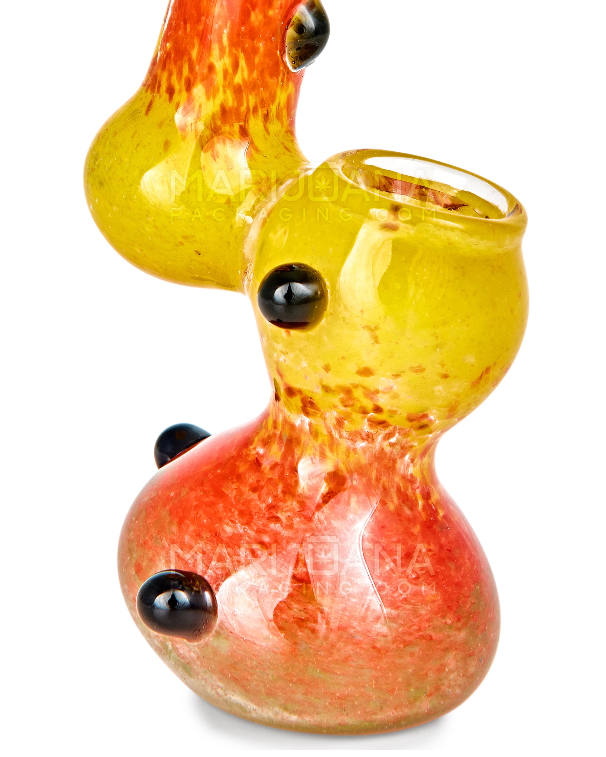 Frit Bubbler w/ Multi Knockers | 5in Tall - Glass - Rasta - 3