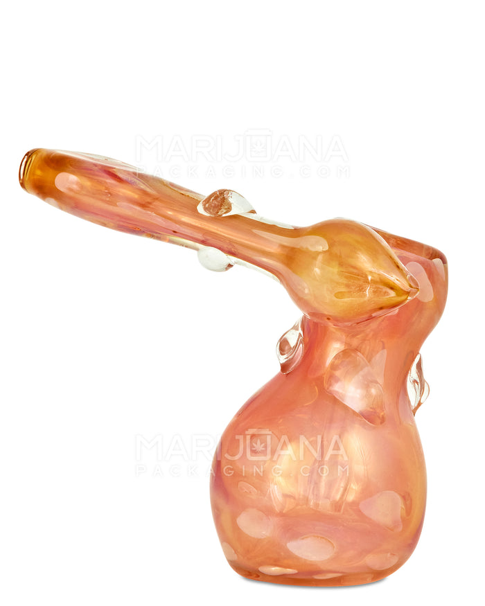 Flat Mouth Multi Fumed & Bubble Trap Sidecar Bubbler | 4in Tall - Glass - Rose Gold Image