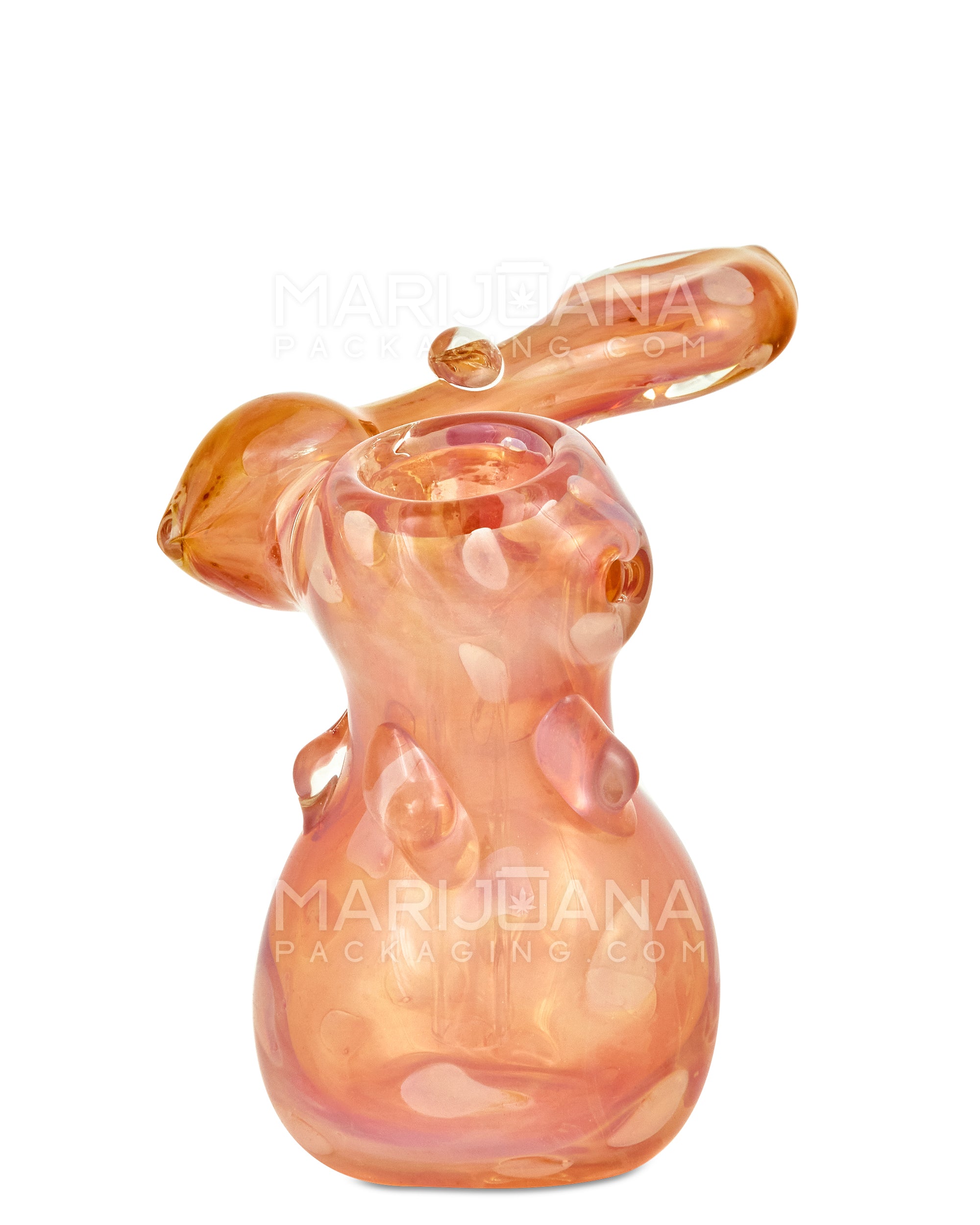 Flat Mouth Multi Fumed & Bubble Trap Sidecar Bubbler | 4in Tall - Glass - Rose Gold - 2