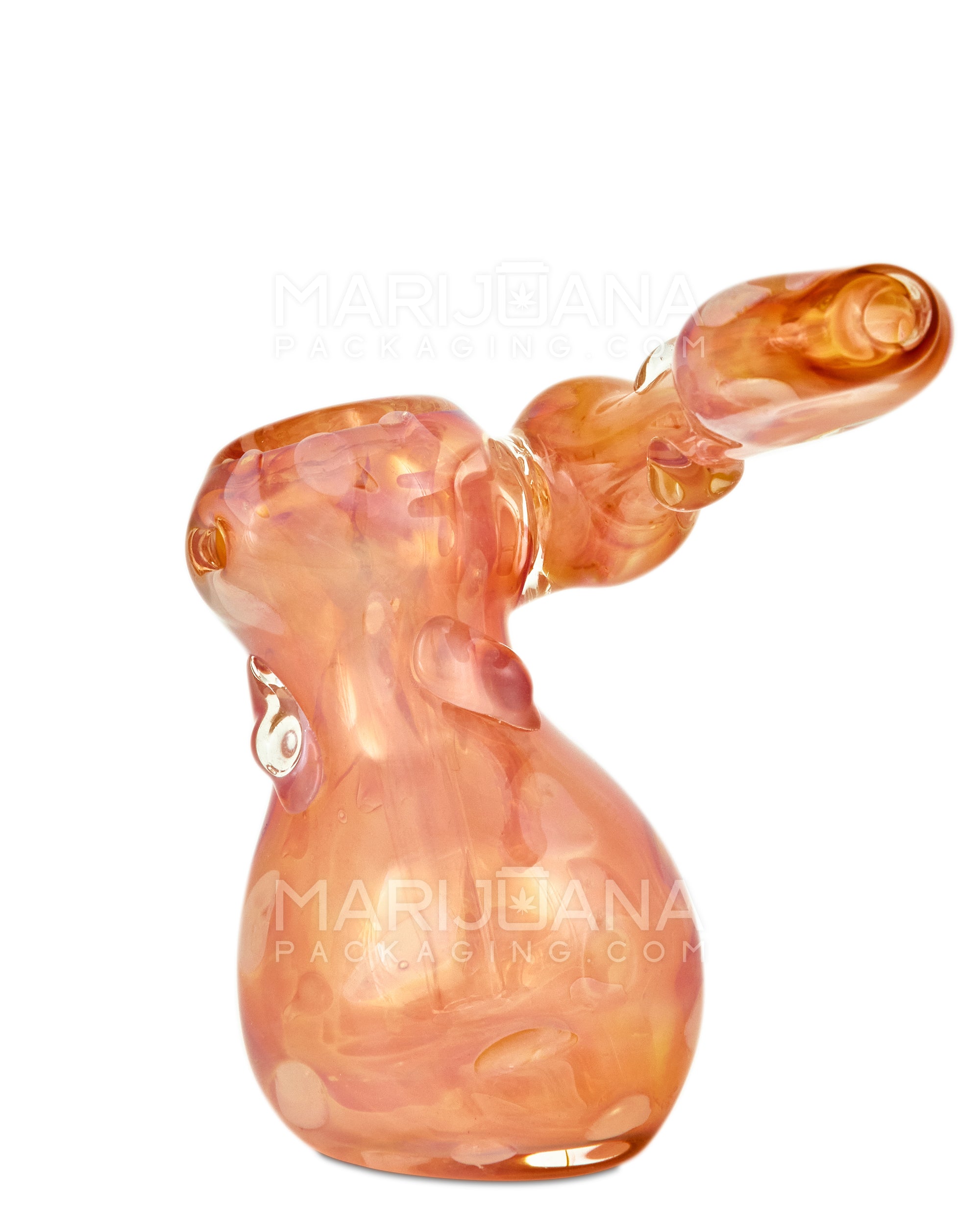 Flat Mouth Multi Fumed & Bubble Trap Sidecar Bubbler | 4in Tall - Glass - Rose Gold - 7