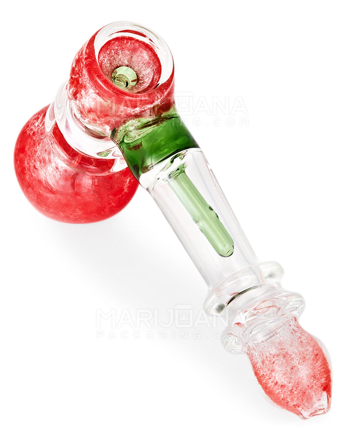 Ringed Frit Hammer Bubbler | 6in Long - Glass - Red & Green Image