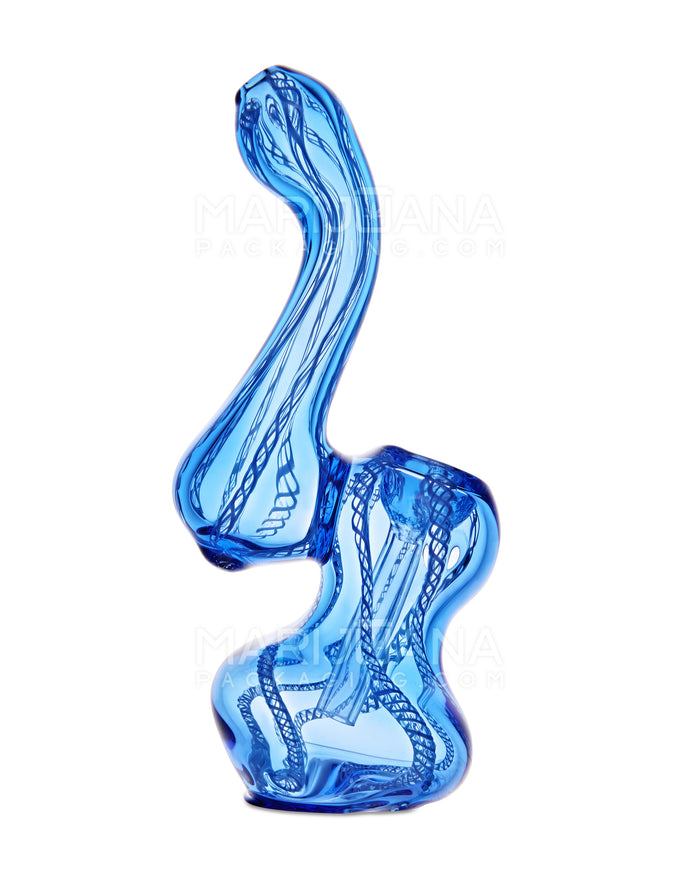 Ribboned Bubbler | 5in Tall - Glass - Blue Image