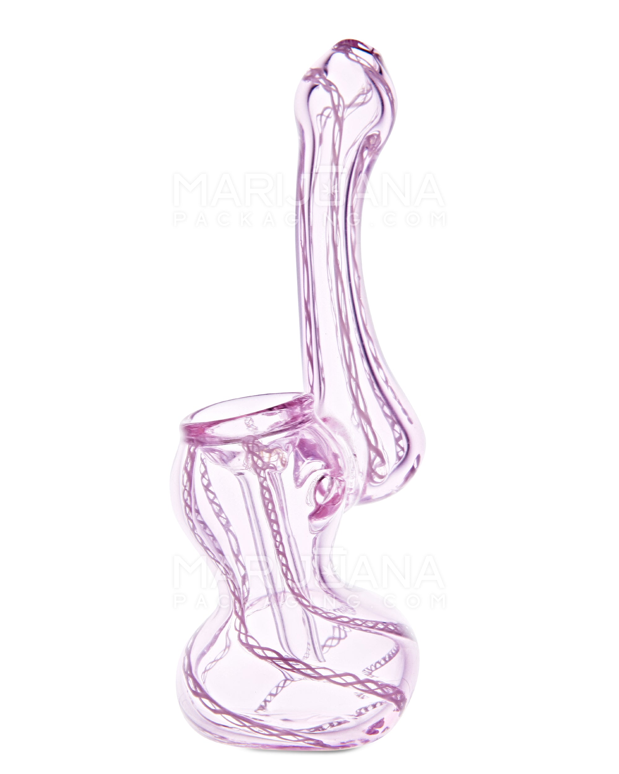 Ribboned Bubbler | 5in Tall - Glass - Pink - 2