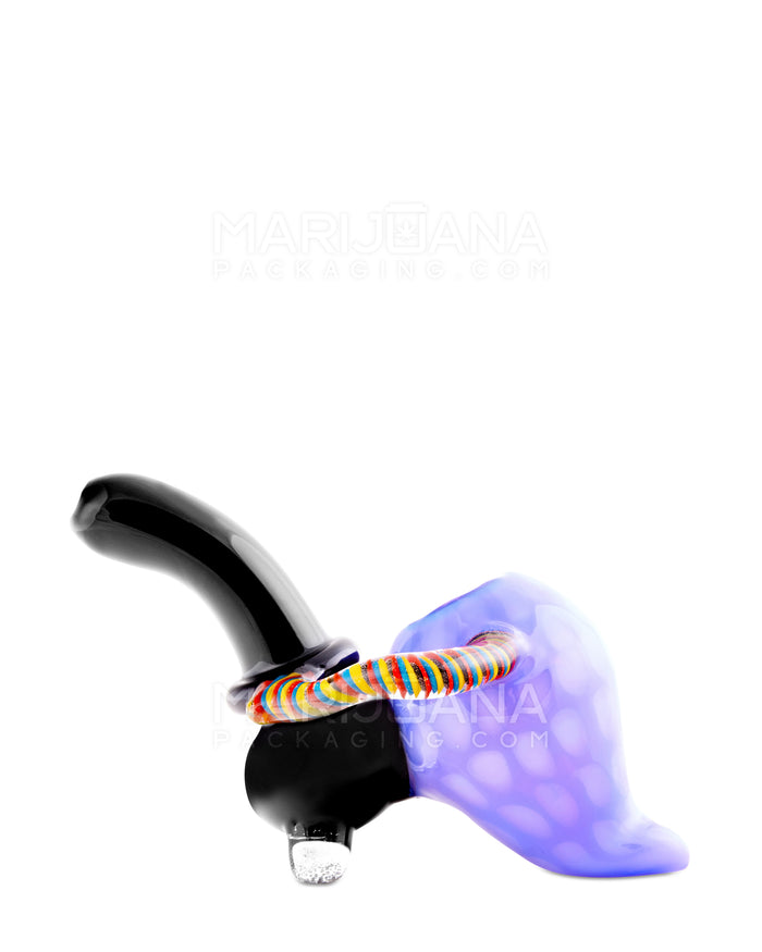 Honeycomb Swirl Handle Bubbler w/ Black Mouthpiece | 5in Tall - Glass - Assorted Image