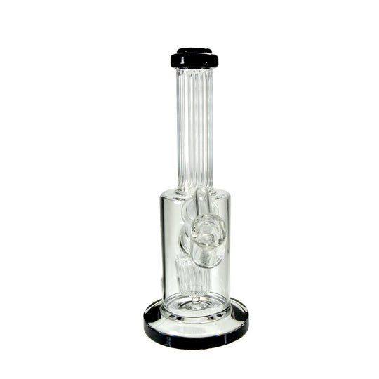 Ridged Neck Showerhead Perc Dab Rig w/ Thick Base | 8in Tall - 14mm Banger - Black - 2