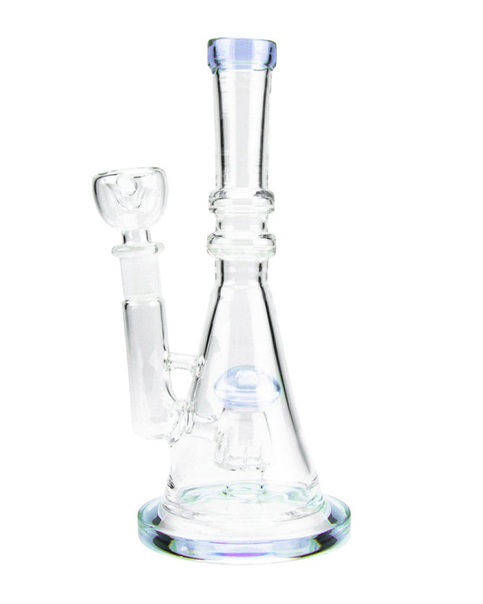 Straight Neck Circ Perc Glass Beaker Water Pipe w/ Thick Base | 8in Tall - 14mm Bowl - Light Purple Image