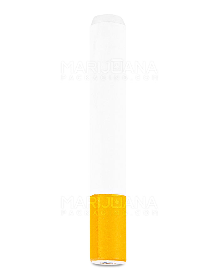 Cigarette Chillum Hand Pipe | 2.5in Long - Metal - Orange & White Image