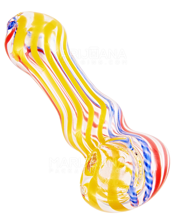 Ribboned & Swirl Spoon Hand Pipe | 3.5in Long - Glass - Assorted Image