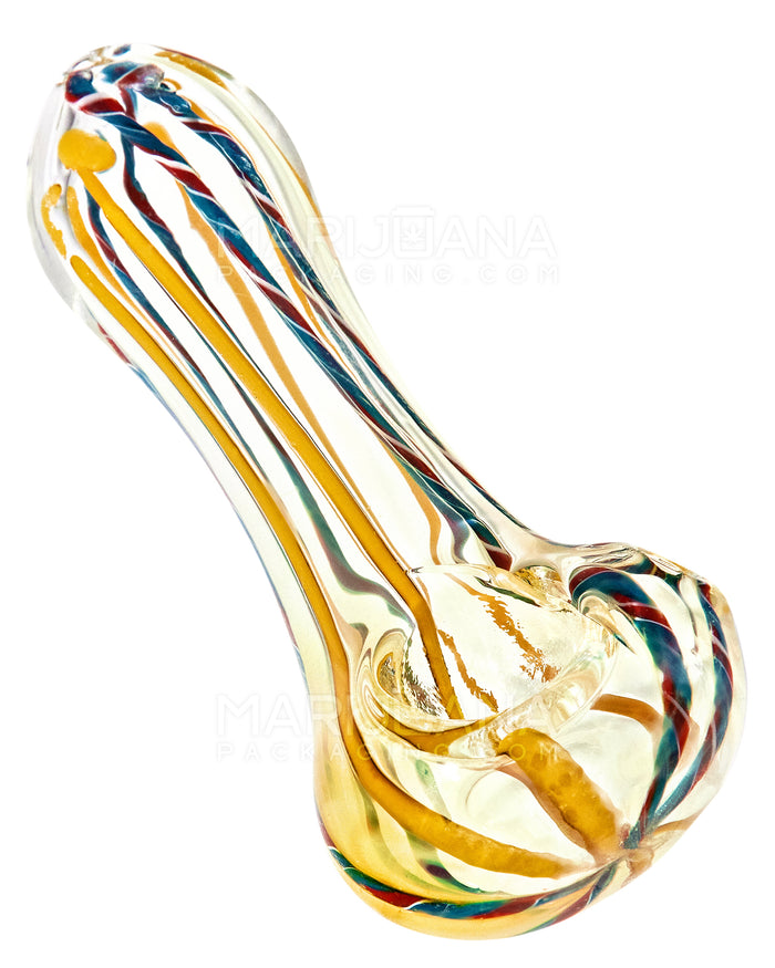 Swirl & Gold Fumed Spoon Hand Pipe w/ Ribboning | 3in Long - Glass - Assorted Image