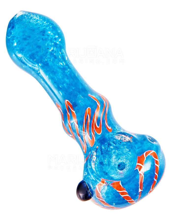 Ribboned & Frit Bulged Spoon Hand Pipe w/ Knocker | 3.5in Long - Glass - Assorted Image