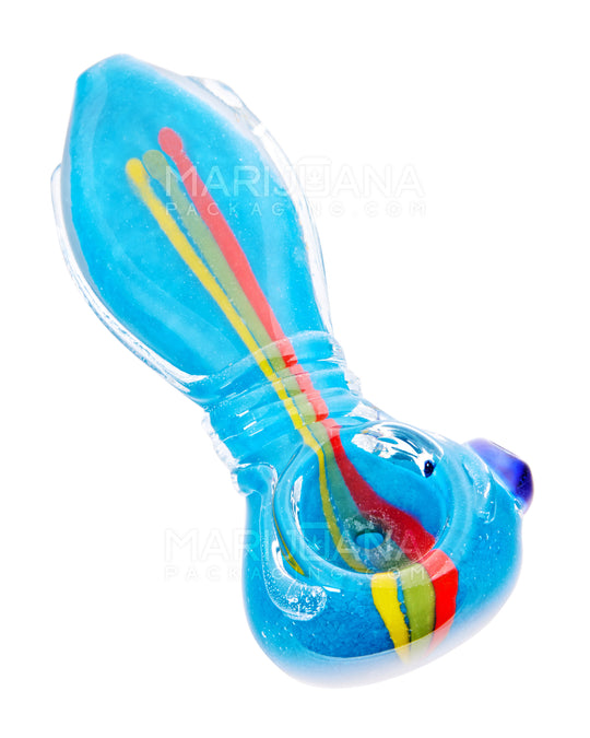 Frit & Striped Ringed Spoon Hand Pipe | 3.5in Long - Glass - Assorted