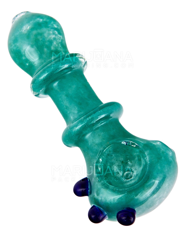 Frit Ringed Spoon Hand Pipe w/ Triple Knockers | 4.5in Long - Glass - Assorted Image