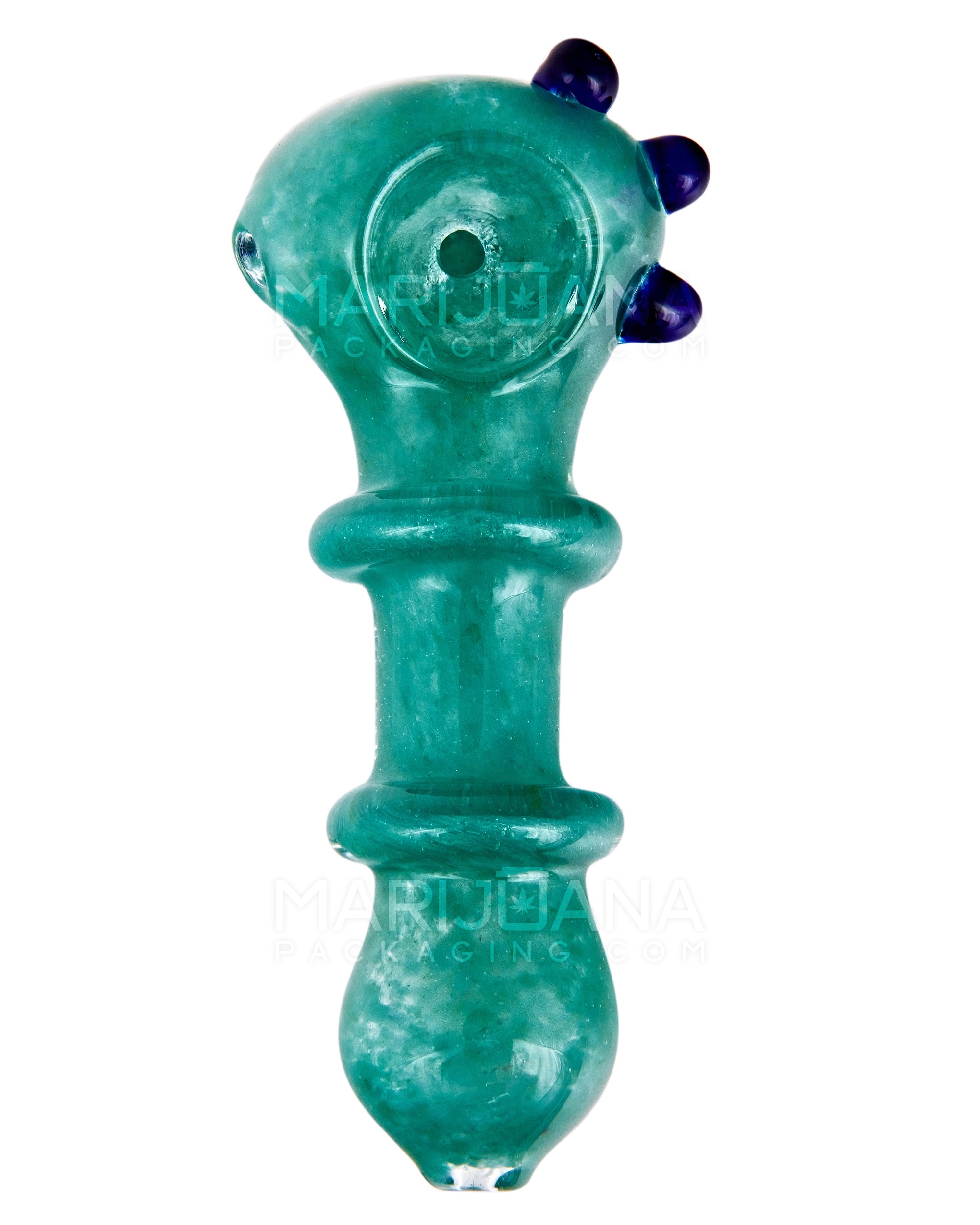 Frit Ringed Spoon Hand Pipe w/ Triple Knockers | 4.5in Long - Glass - Assorted - 2