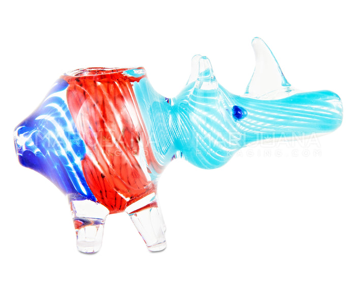 Swirl Rhino Hand Pipe w/ Glass Horns | 3in Long - Glass - Assorted Image