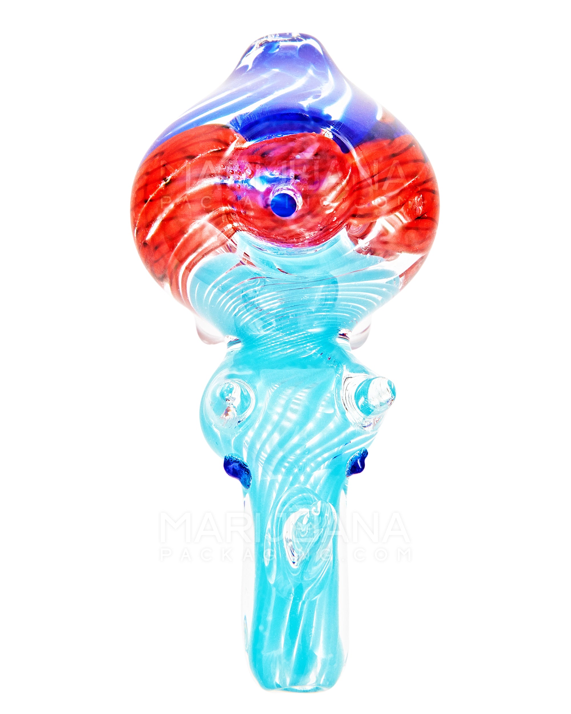 Swirl Rhino Hand Pipe w/ Glass Horns | 3in Long - Glass - Assorted - 3