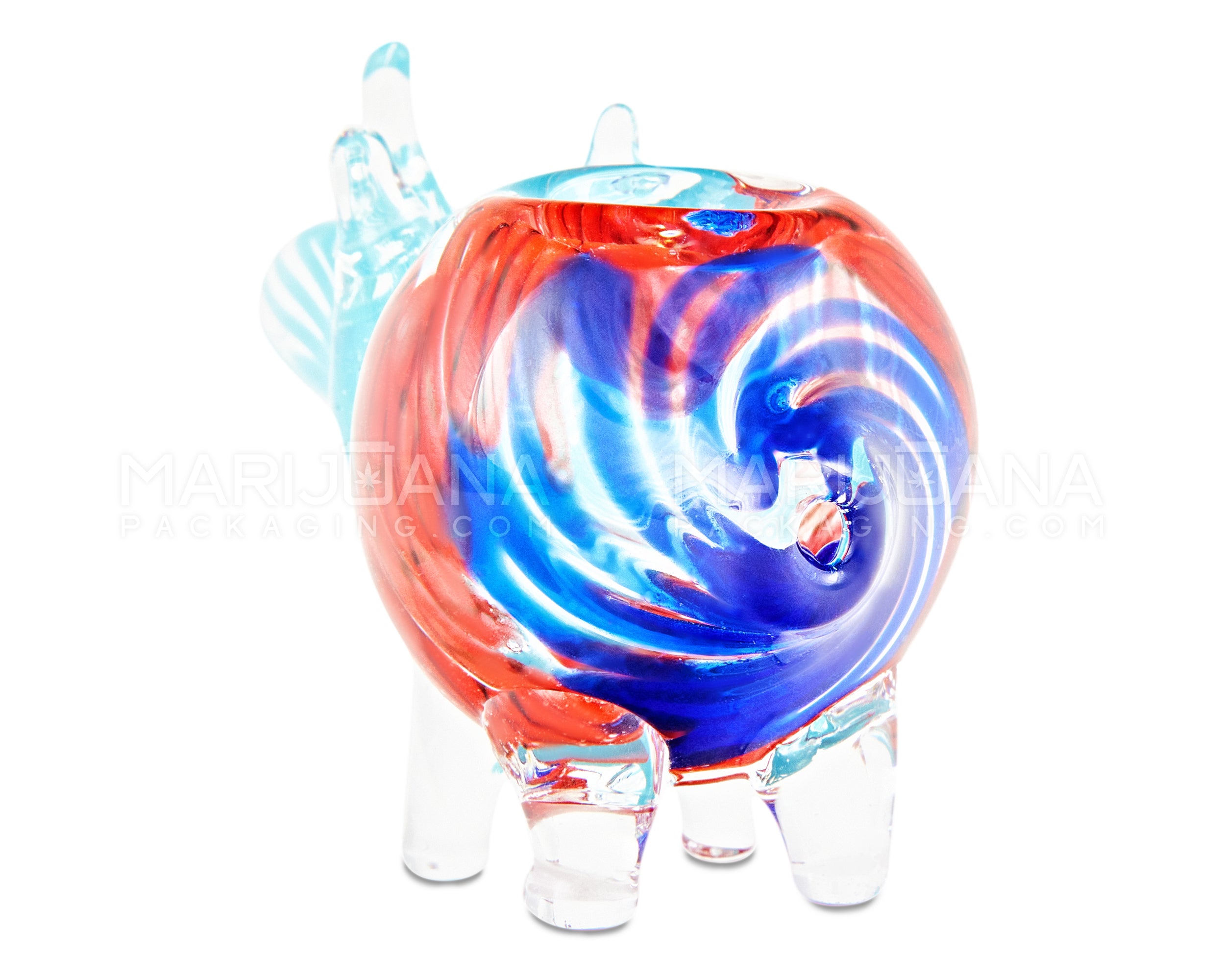 Swirl Rhino Hand Pipe w/ Glass Horns | 3in Long - Glass - Assorted - 5