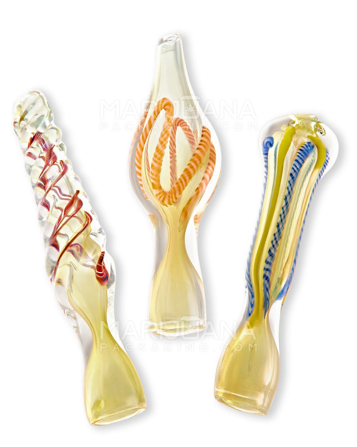 Assorted Swirl & Gold Fumed Chillum Hand Pipe | 3in Long - Glass - 50 Count Image