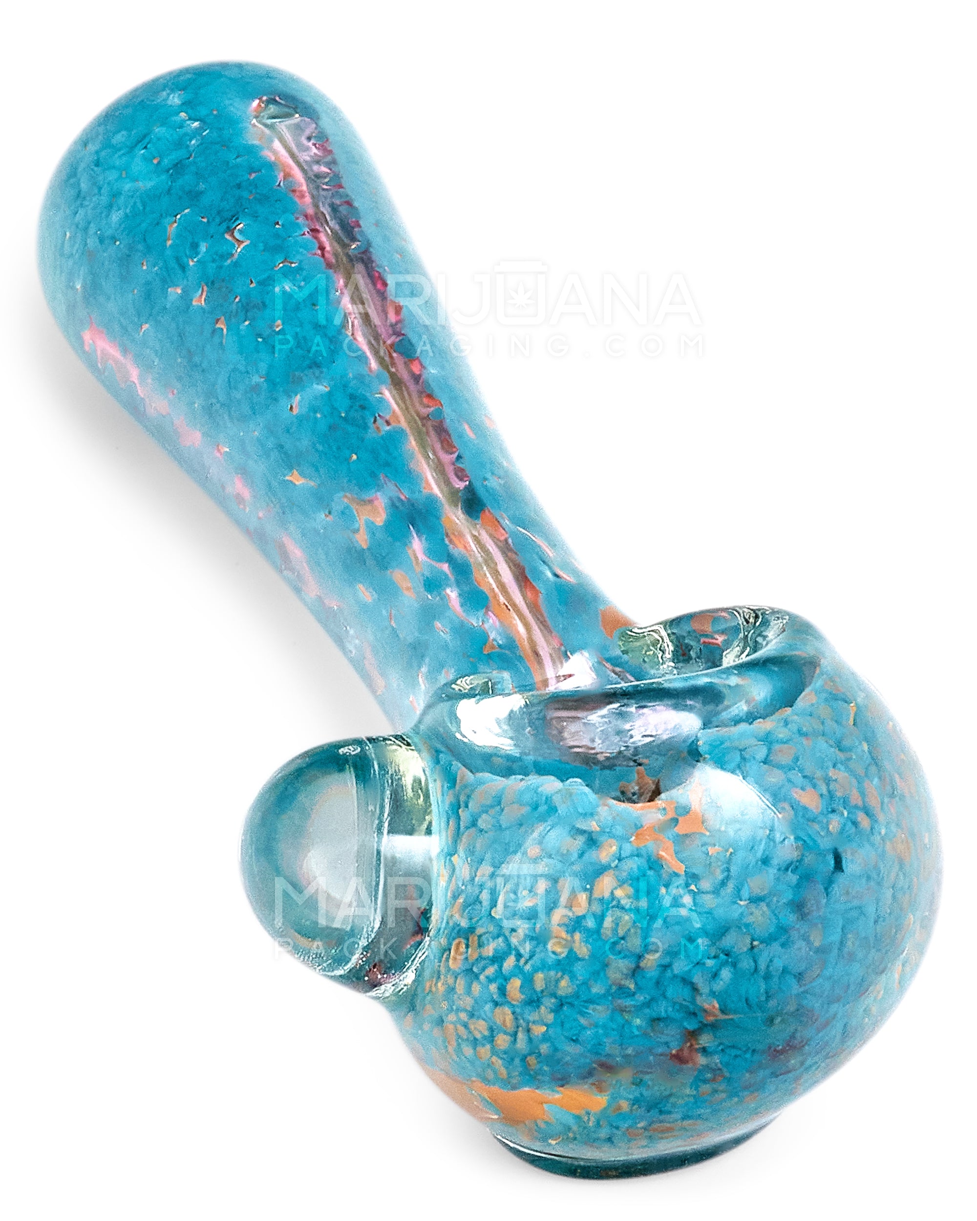 Frit & Fumed Spoon Hand Pipe w/ Knocker | 5in Long - Glass - Assorted - 1