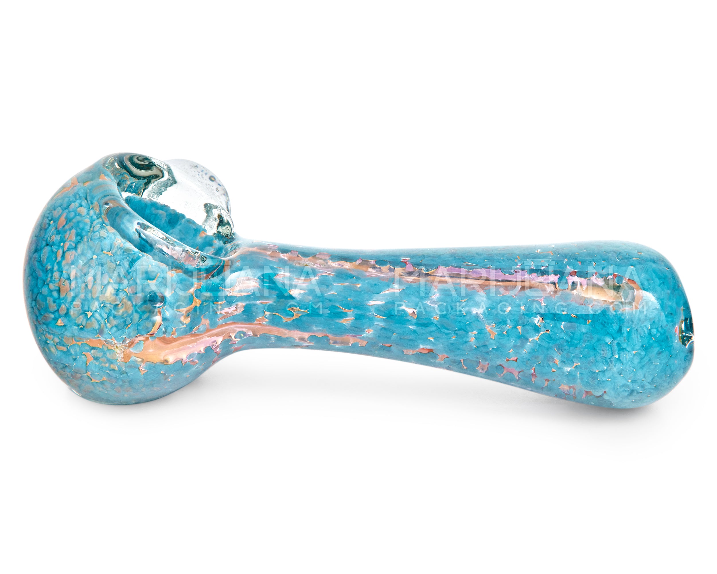 Frit & Fumed Spoon Hand Pipe w/ Knocker | 5in Long - Glass - Assorted - 5