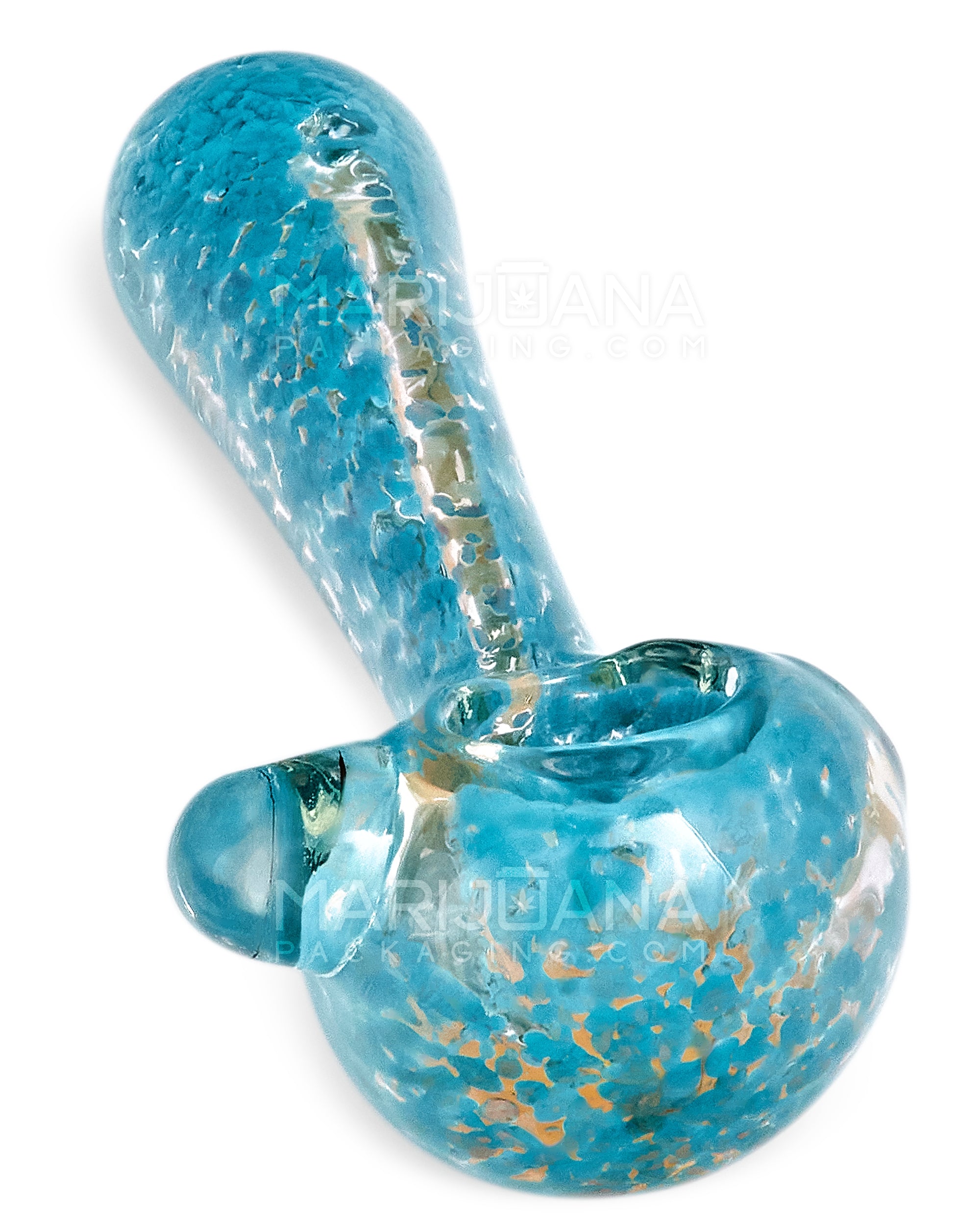 Frit & Fumed Spoon Hand Pipe w/ Knocker | 5in Long - Glass - Assorted - 6