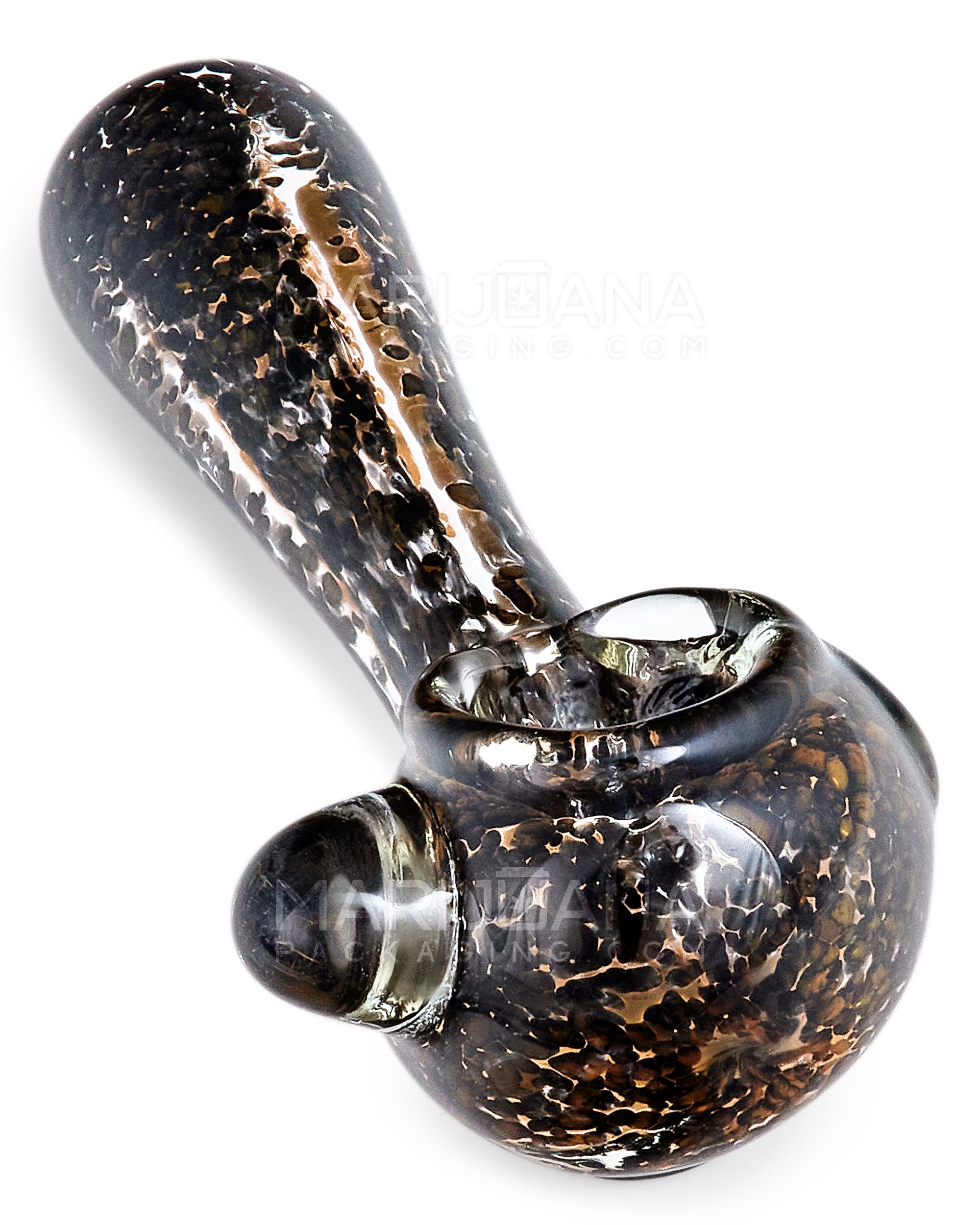 Frit & Fumed Spoon Hand Pipe w/ Knocker | 5in Long - Glass - Assorted - 7