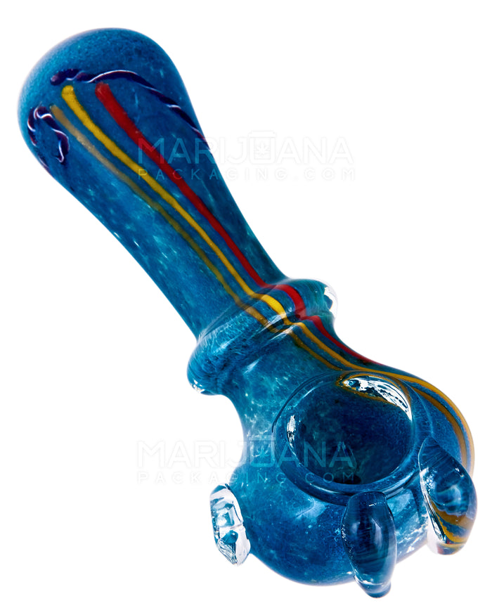 Frit & Striped Ringed Bear Claw Spoon Hand Pipe | 5in Long - Glass - Assorted Image