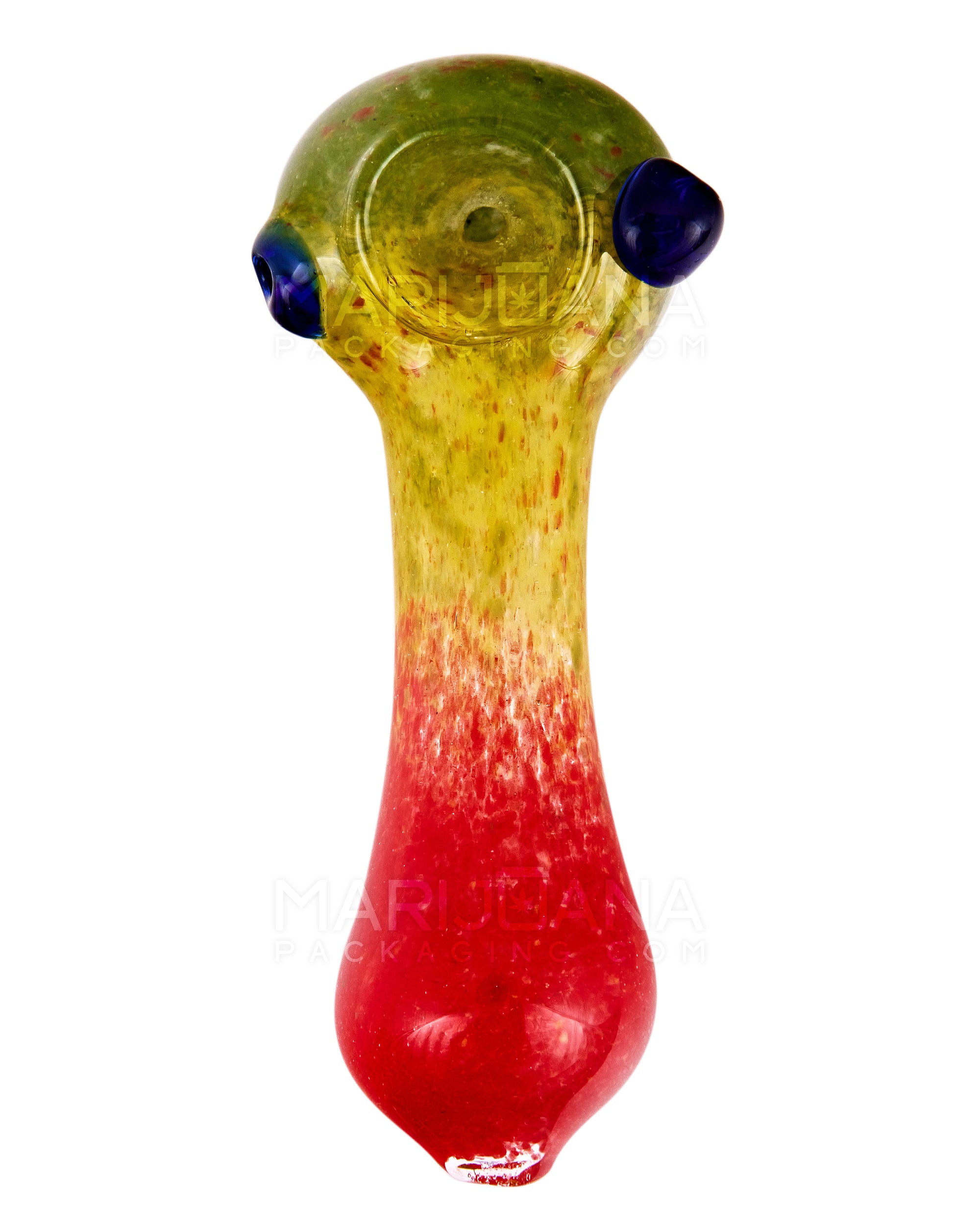 Frit Spoon Hand Pipe w/ Knocker | 4.5in Long - Glass - Rasta - 2