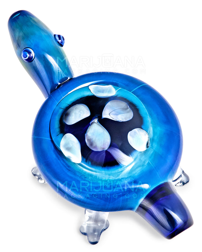 Color Pull & Dot Stack Turtle Hand Pipe | 5.5in Long - Glass - Blue Image