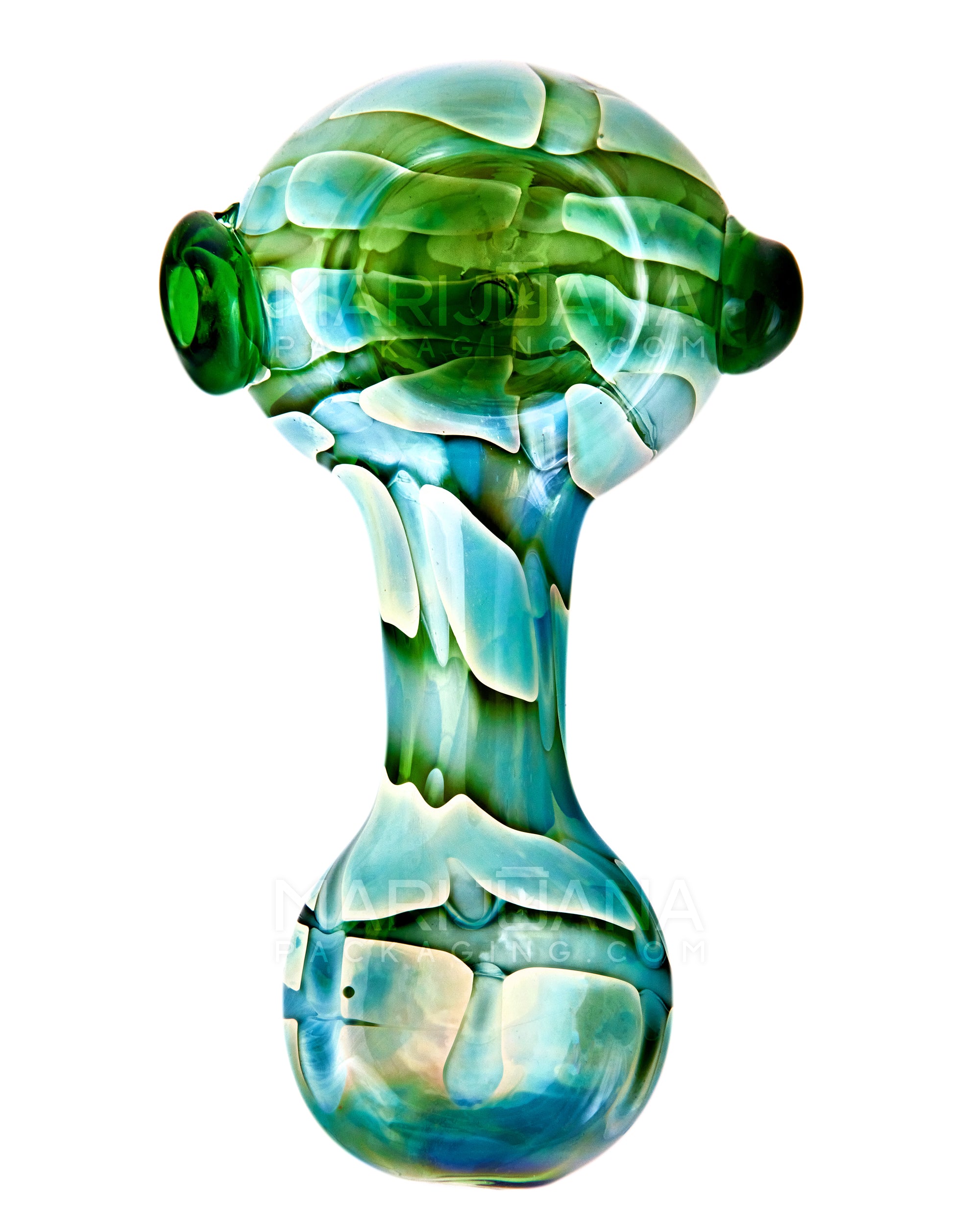 Raked & Print Fumed Spoon Hand Pipe w/ Knocker | 3.5in Long - Glass - Assorted - 2