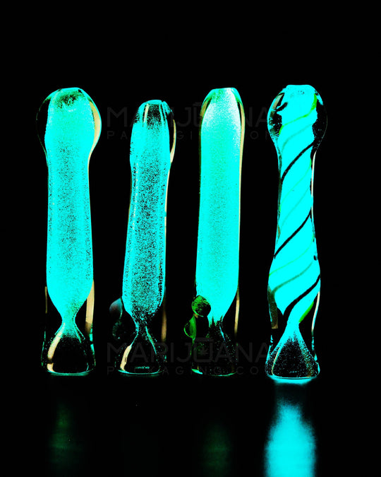 Glow-in-the-Dark | Spiral Chillum Hand Pipe | 3.5in Long - Glass - Assorted - 11