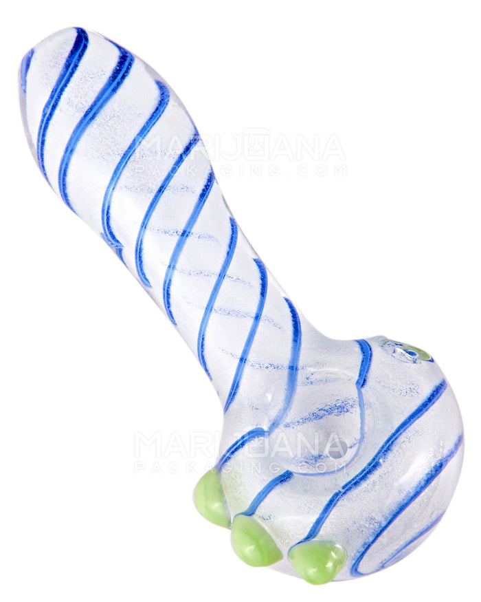 Glow-in-the-Dark | Spiral Spoon Hand Pipe w/ Triple Knockers | 3.5in Long - Glass - Assorted Image