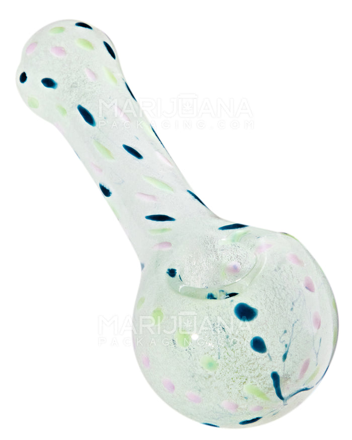 Glow-in-the-Dark | Speckled Spoon Hand Pipe | 4in Long - Glass - White Image