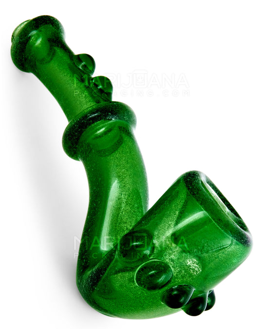 Glow-in-the-Dark | Ringed Sherlock Hand Pipe w/ Multi Knockers | 4.5in Long - Glass - Assorted - 1