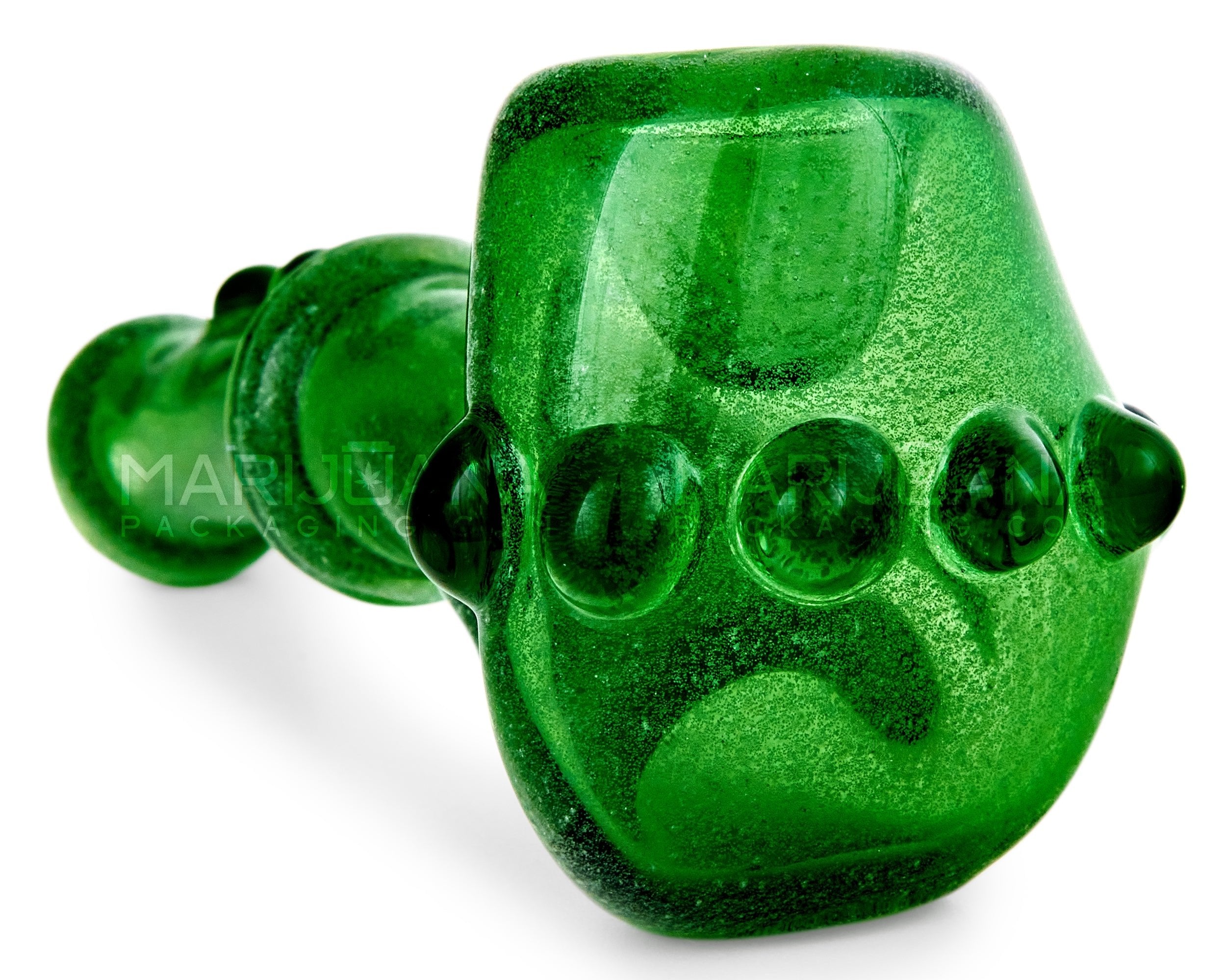 Glow-in-the-Dark | Ringed Sherlock Hand Pipe w/ Multi Knockers | 4.5in Long - Glass - Assorted - 3