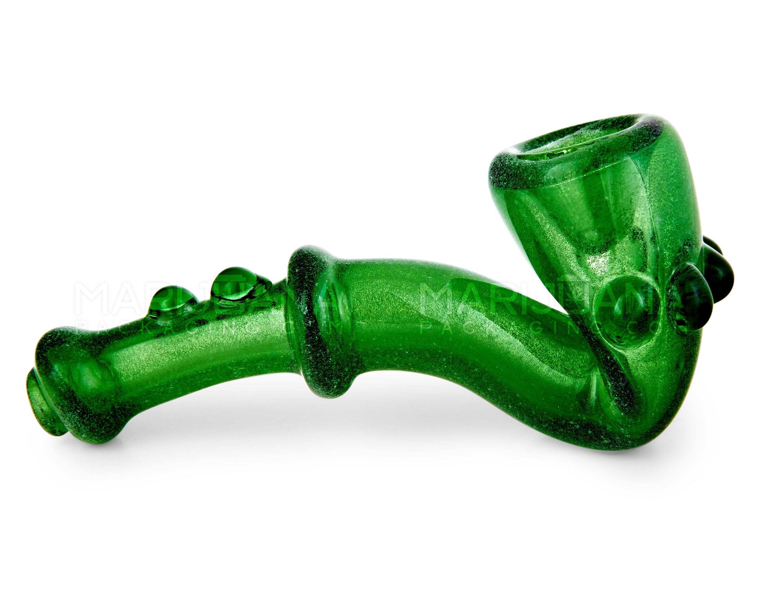 Glow-in-the-Dark | Ringed Sherlock Hand Pipe w/ Multi Knockers | 4.5in Long - Glass - Assorted - 5