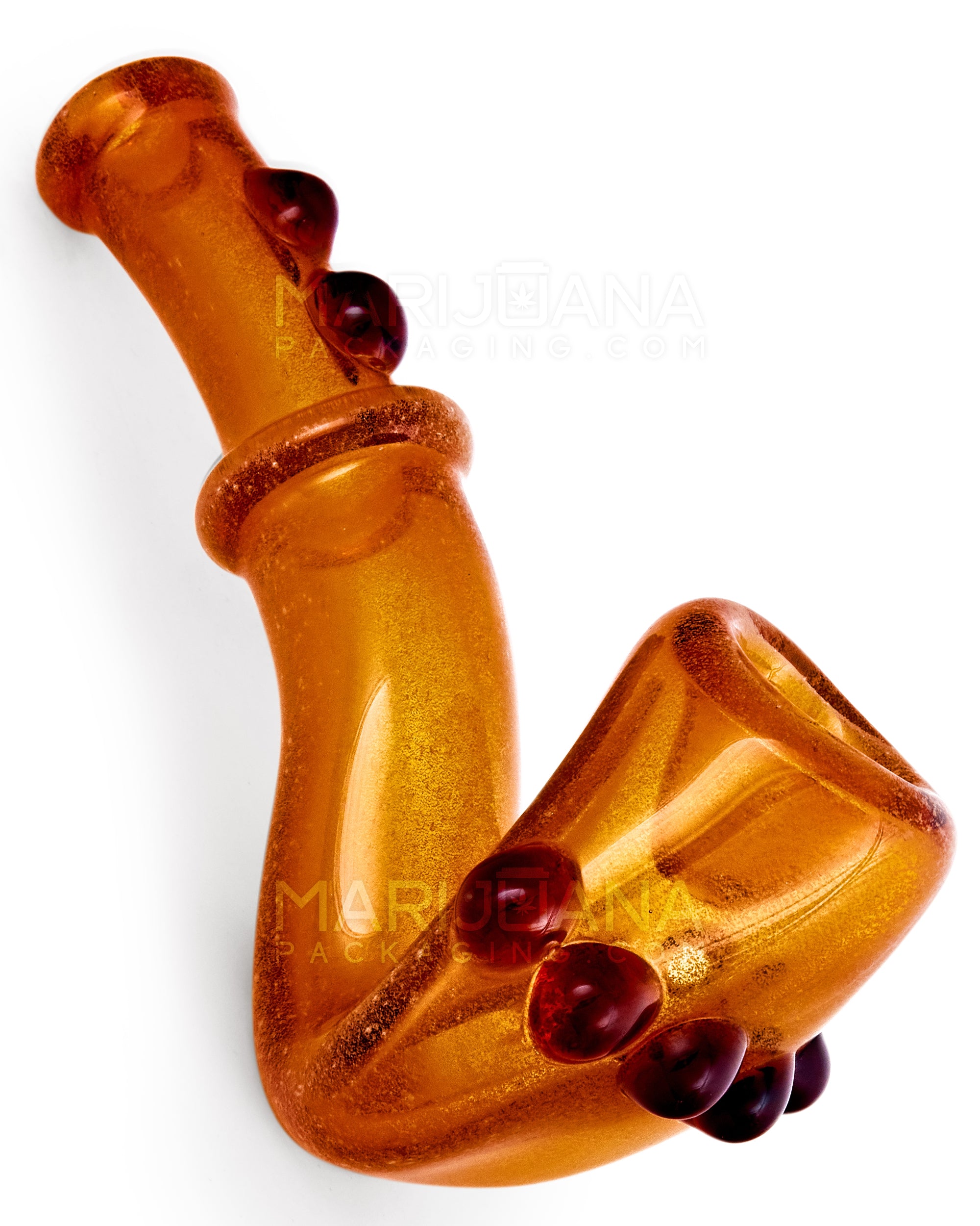 Glow-in-the-Dark | Ringed Sherlock Hand Pipe w/ Multi Knockers | 4.5in Long - Glass - Assorted - 7