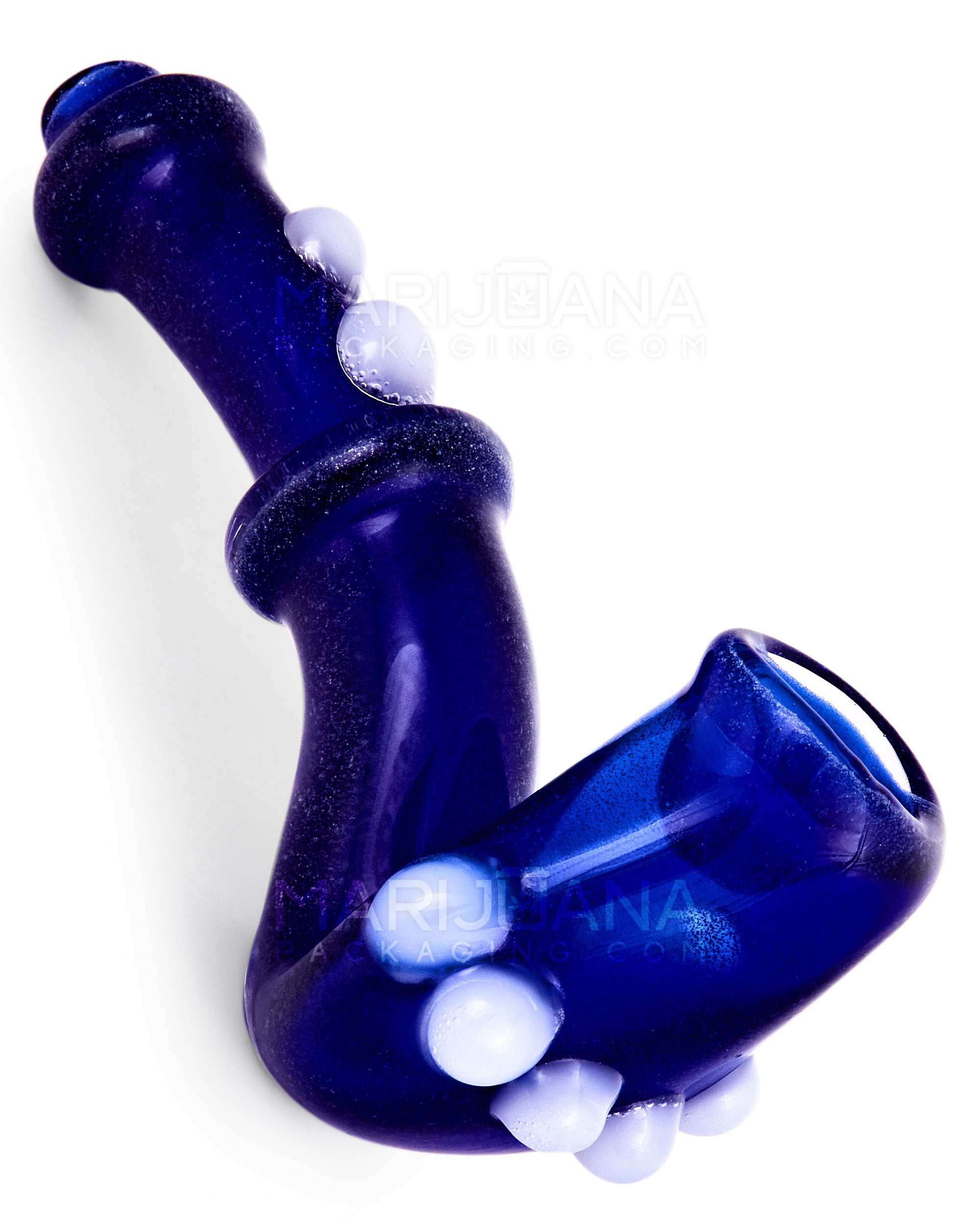 Glow-in-the-Dark | Ringed Sherlock Hand Pipe w/ Multi Knockers | 4.5in Long - Glass - Assorted - 9