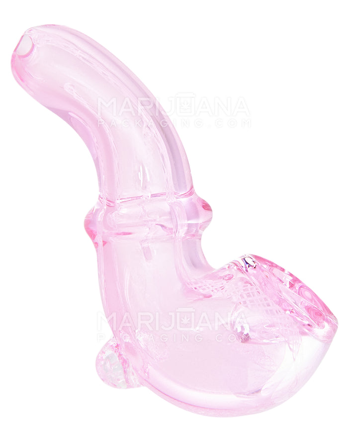 Ringed Sherlock Hand Pipe | 3in Long - Glass - Pink Image