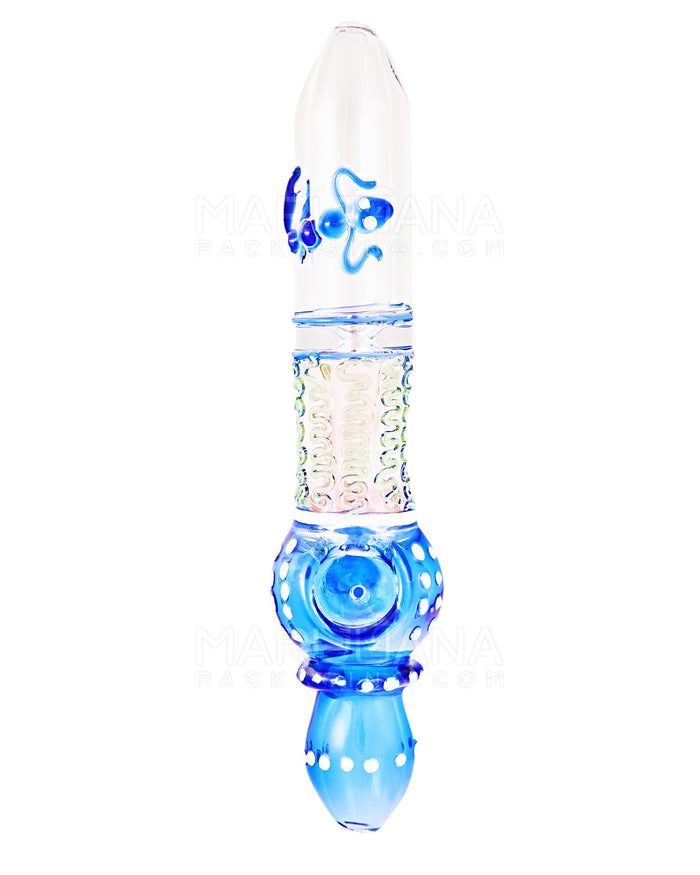 Speckled & Gold Fumed Steamroller Hand Pipe w/ Glass Frog | 9in Long - Glass - Assorted Image