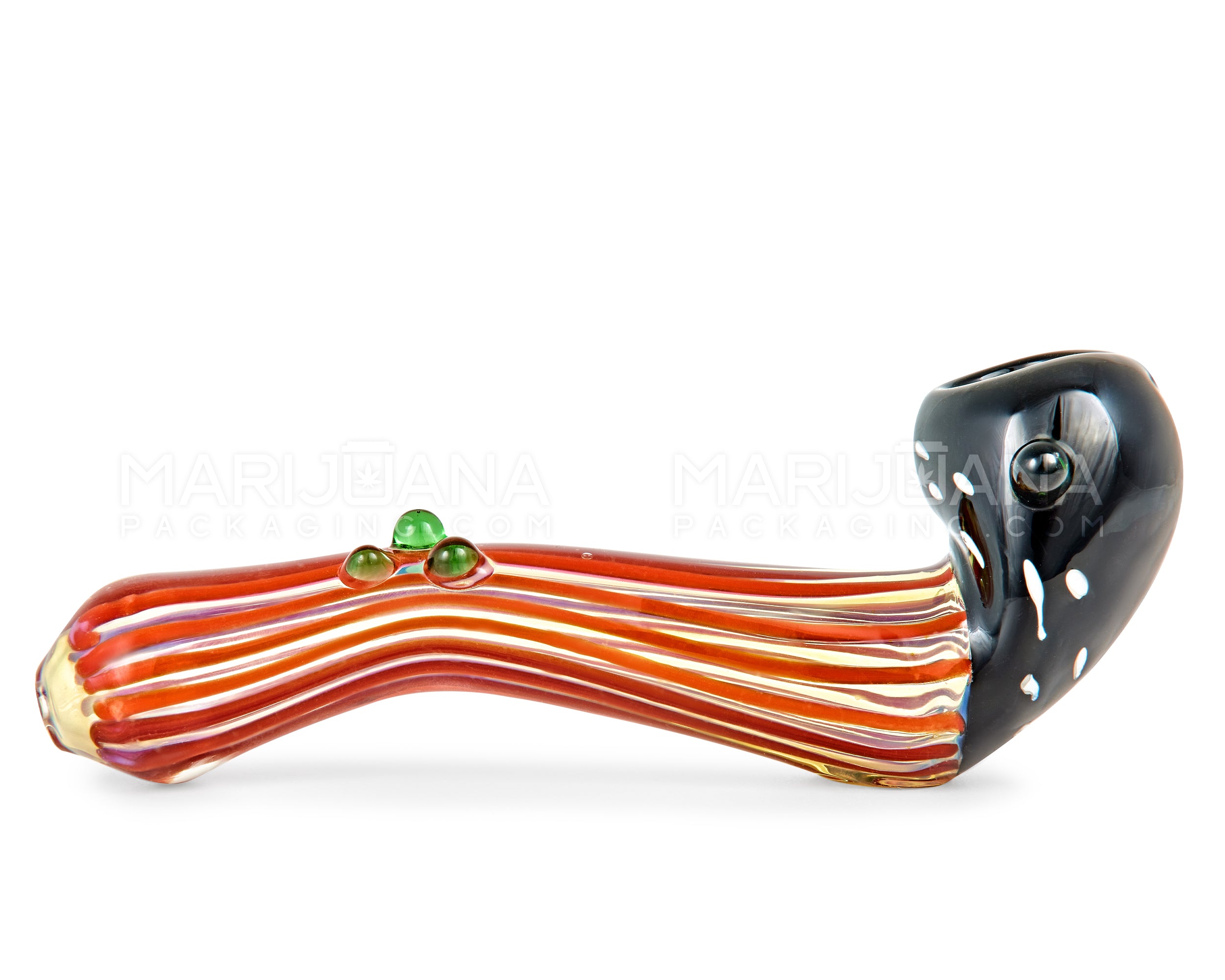 Striped & Gold Fumed Sherlock Hand Pipe w/ Multi Knockers | 6in Long - Glass - Assorted - 7